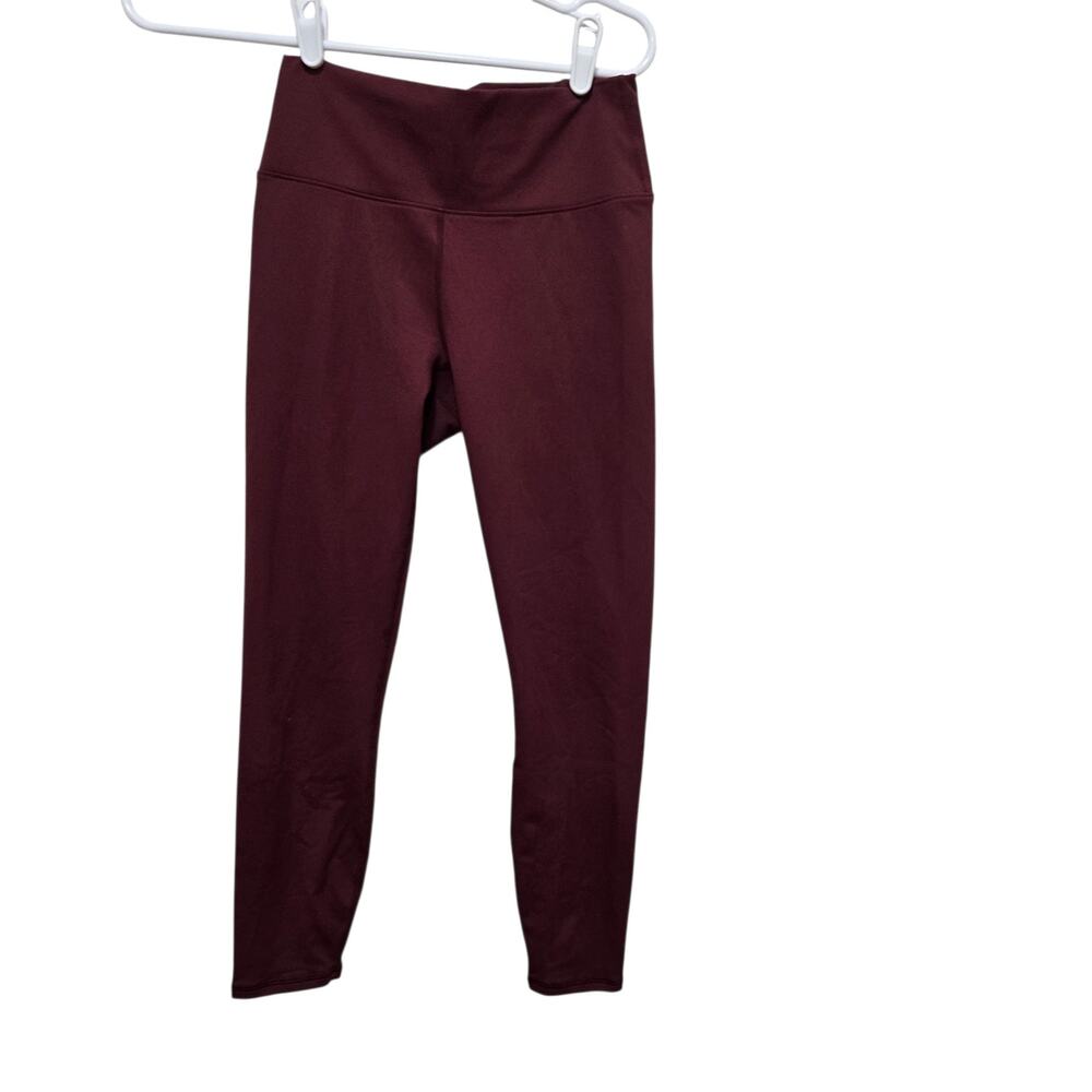 Fabletics PowerHold Burgundy Lattice Back Leggings Small